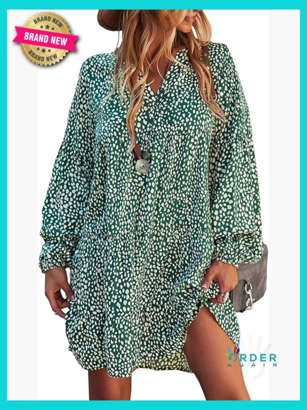 Floral Print V Neck Button Down Shirt Dress Loose Flowy Casual Boho